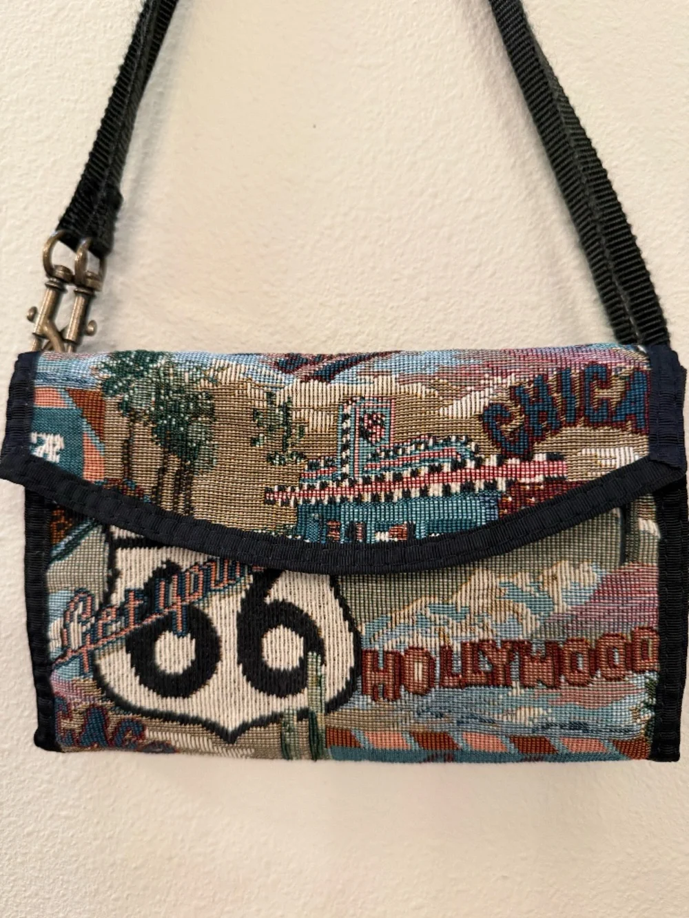 Vintage tapestry wallet purse, crossbody